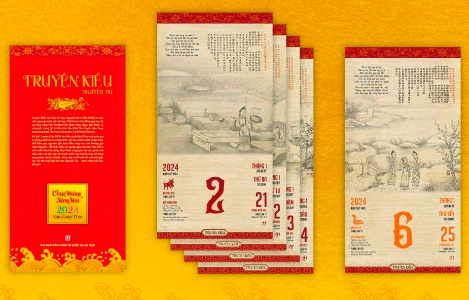 “Truyện Kiều” của đại thi hào Nguyễn Du xuất hiện trên bộ lịch 2024